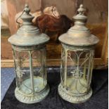 PAIR OF ROUND GARDEN LANTERNS 55CMS (H)