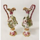 PAIR OF EARLY FLORAL POSY VASES - 30CMS (H)