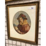 EARLY 20TH CENTURY WATERCOLOUR - FORTUNE TELLER - 52CMS X 45CMS OUTER FRAME