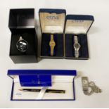 FOUR LADIES WATCHES & WATERMAN PEN