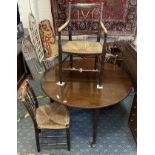 MAHOGANY PAD FOOT TABLE & 4 CHAIRS