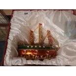 ENAMEL & CRYSTAL SAILING SHIP WITH BOX - 23 CMS (H) APPROX