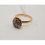 18CT GOLD TESTED OLD CUT DIAMOND RING - SIZE O