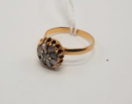 18CT GOLD TESTED OLD CUT DIAMOND RING - SIZE O