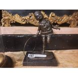 BRONZE BOY WITH HOOP - 23 CMS (H) APPROX