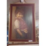 RETRO 1960'S ITALIAN OIL ON CANVAS - PORTRAIT OF A YOUNG BOY 90CM X 60CM