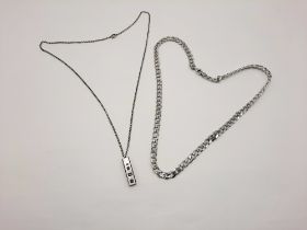 925 SILVER CURB CHAIN WITH A SILVER CHAIN & INGOT PENDANT
