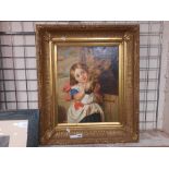 OIL ON CANVAS - SIGNED A.SEERS - CHILD & DONKEY