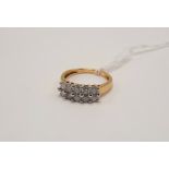 9 CARAT GOLD & 10 DIAMOND RING - SIZE M