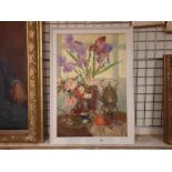 MIKHAIL ZHAROV - UKRAINIAN - STILL LIFE WITH IRISES 2009 OIL ON CANVAS 87CMS X 60CMS