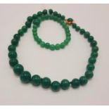 JADE NECKLACE WITH 9 CARAT GOLD CLASP WITH JADE BRACELET