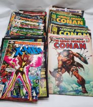 2 TRAYS OF EARLY COMICS TO INCLUDE X-MEN, CONAN, RED SONJA ETC