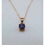 9CT GOLD CHAIN WITH AMETHYST PENDANT 18'' CHAIN