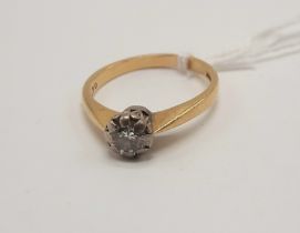 18CT GOLD HALF CARAT DIAMOND RING - SIZE N/O
