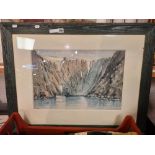 WATERCOLOUR BY ALAN JACKSON ''NORWAY NORTH CAPE , MIDNIGHT IN JUNE'' 1939 53CM X 35CM WITHOUT FRAME