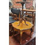 WINE TABLE & BRASS EMBELLISHED SIDE TABLE