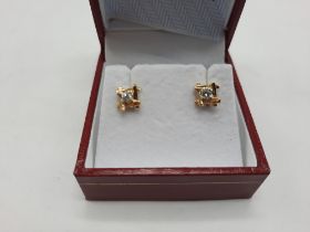 18CT GOLD EARRINGS WITH 9CT GOLD BUTTERFLY CLASPS