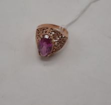 14CT GOLD PINK SAPPHIRE RING SIZE P 5.5 GRAMS