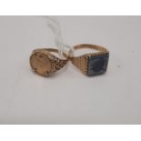 TWO 9CT GOLD RINGS - SIZES I & P 5.2 GRAMS APPROX 27.8 GRAMS APPROX