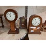 3 MANTLE CLOCKS - ONE WITH SILVER FRONT