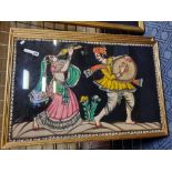 TWO INDIAN FRAMED NEEDLEWORK PICTURES