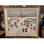 BETTY HOLMAN ''ST IVES SNOW SCENE'' SIGNED & FRAMED 49.5CM H & 59CMS W