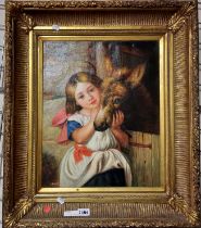 OIL ON CANVAS - SIGNED A.SEERS - CHILD & DONKEY 49CMS (H) X 39CMS (W) INNER FRAME