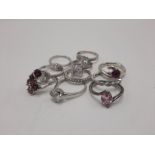 BOX OF SILVER RINGS WITH GEMSTONES (10)