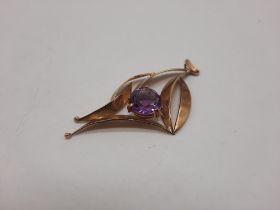 9CT GOLD PENDANT WITH AMETHYST STONE 5.7 GRAMS APPROX