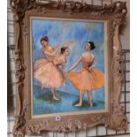FRAMED OIL ON BOARD OF BALLET DANCERS BY JOAN MARGARET ANN GADSTONE 60CMS (H) A 49.5CMS (W) INNER