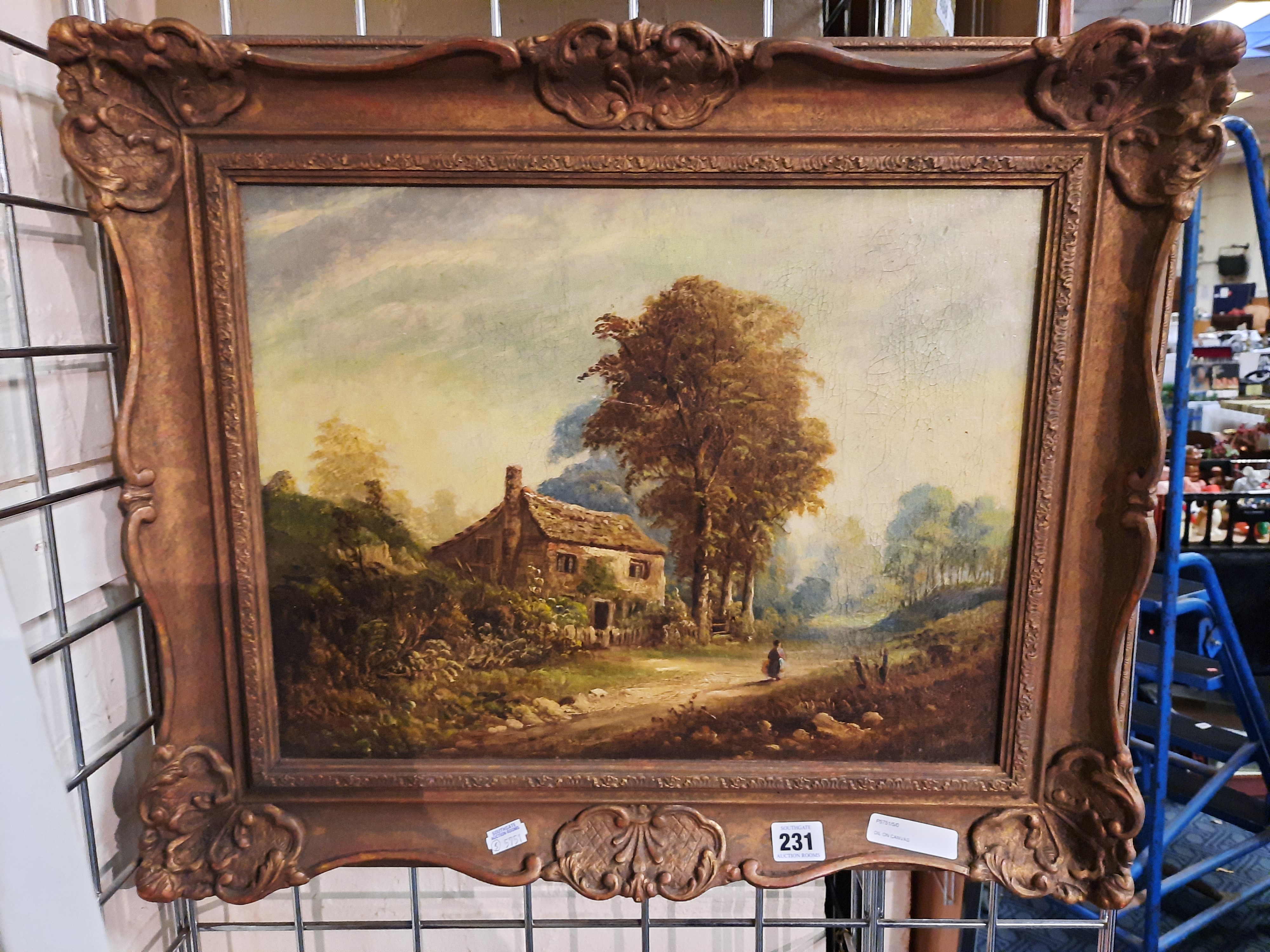 OIL ON CANVAS OF A COTTAGE