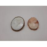 TWO CAMEO BROOCHES IN 9CT GOLD