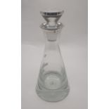 STERLING SILVER TOPPED MODERN DECANTER - BROADWAY & CO 31CMS (H) APPROX