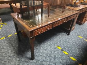 LEATHER TOP 3 DRAWER DESK