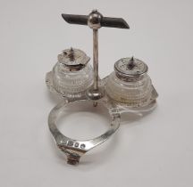 H/M SILVER CONDIMENT SET - MUSTARD POT MISSING 2 IMP OZS APPROX