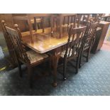 MAHOGANY EXTENDING DINING TABLE & 6 CHAIRS