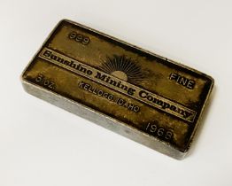 999 PURE SILVER INGOT BAR 3OZ BY THE SUNSHINE MINING COMPANY