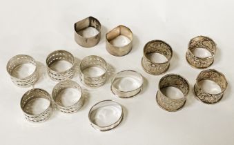LARGE QTY OF SILVER NAPKINS RINGS - APPROX 10.3 OZ