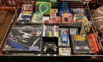 COLLECTION OF EARLY GAMING EPHEMERA TO INCLUDE SEGA SONIC MEGA DRIVE WITH 7 SPORTS GAMES. ORIGINAL
