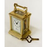 WORCESTER SMALL CARRIAGE CLOCK & KEY