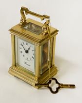 WORCESTER SMALL CARRIAGE CLOCK & KEY