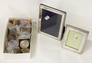 2 H/M SILVER FRAMES & SOME COINS