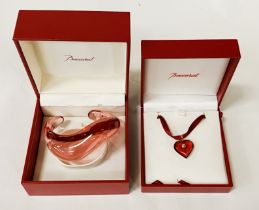 18CT GOLD BACCARAT HEART NECKLACE WITH A BACCARAT BANGLE