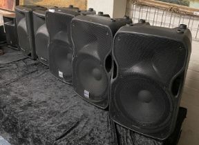 SIX P.A SPEAKERS & 4 SPEAKER STANDS