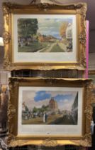 PAIR OF GILT FRAMED LTD EDITION ENFIELD PICTURES - SIGNED 44.5CMS (H) 60CMS (W) INNER FRAME