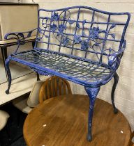 BLUE METAL GARDEN BENCH