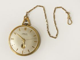 POCKET WATCH BY LANCO WITH 9 CARAT GOLD CHAIN