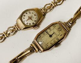 TWO 9CT GOLD CASED LADIES COCKTAIL WATCHES INCL. ONE ART DECO