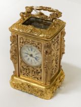 GILT BRONZE MINIATURE CARRIAGE CLOCK