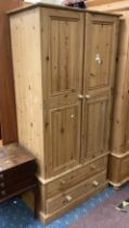 SOLID PINE WARDROBE WITH BASE DRAWER